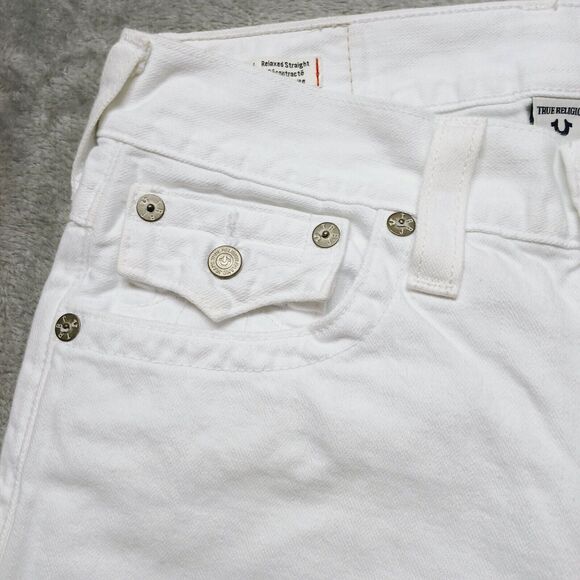 True Religion Ricky W/Flap Men's White Relaxed Straight Denim Shorts Size 30 - Picture 13 of 13